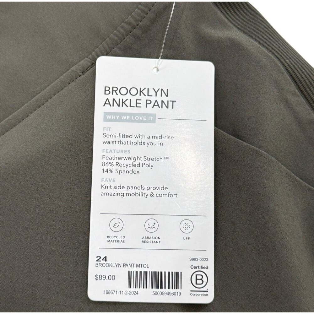Athleta Brooklyn Ankle Pant Olive Green Elastic Waistband Womens Size 24 NEW - Picture 5 of 10